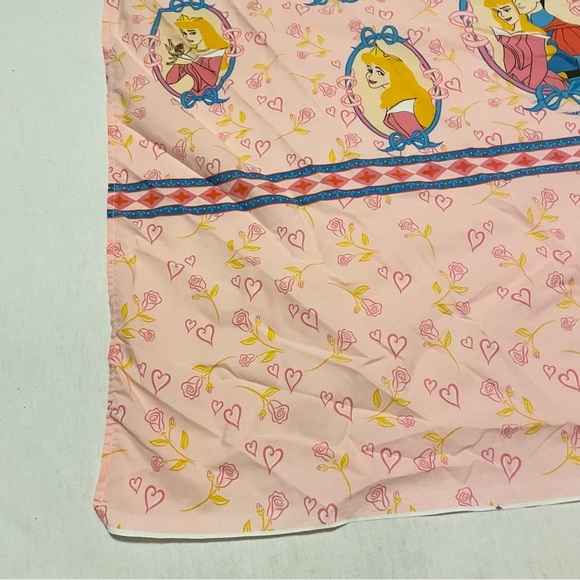 Vintage Disney Sleeping Beauty Princess Pink Flat Bed Sheet - Picture 4 of 16